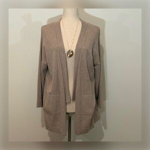 ZARA 3/4 Sleeve Open-Front with Pocket Cardigan in Taupe